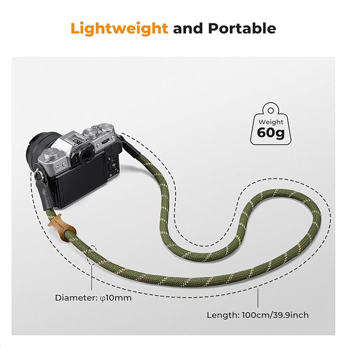 K&F CONCEPT Camera Neck Strap,100cm Nylon Rope Camera Shoulder Strap with O-ring for DSLR Camera