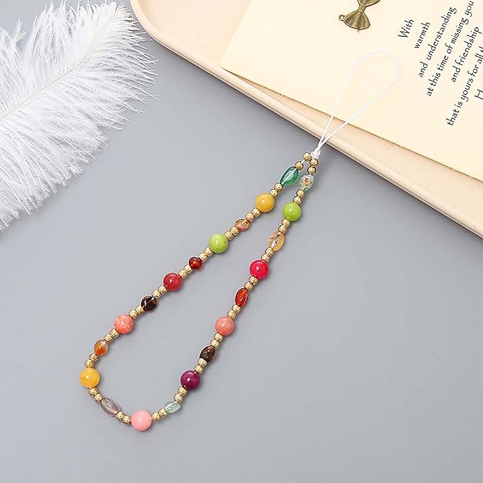 Beaded Phone Charm Lanyard Strap Girly Style Fixed Beads Pearl Lanyards