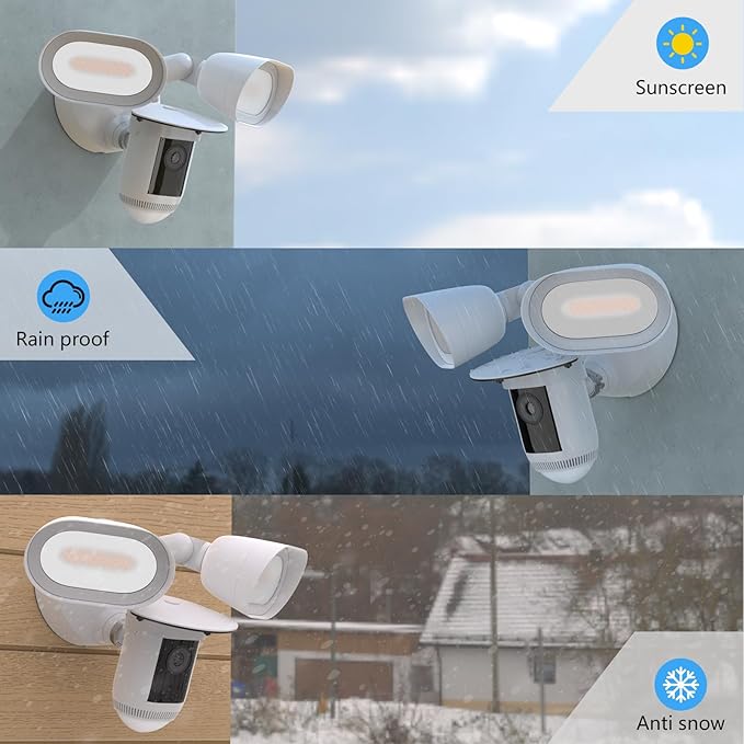 HOLACA Sun Rain Camera Cover for Floodlight Cam Wired Pro(Not Compatible with 2nd Model)-Black (White)