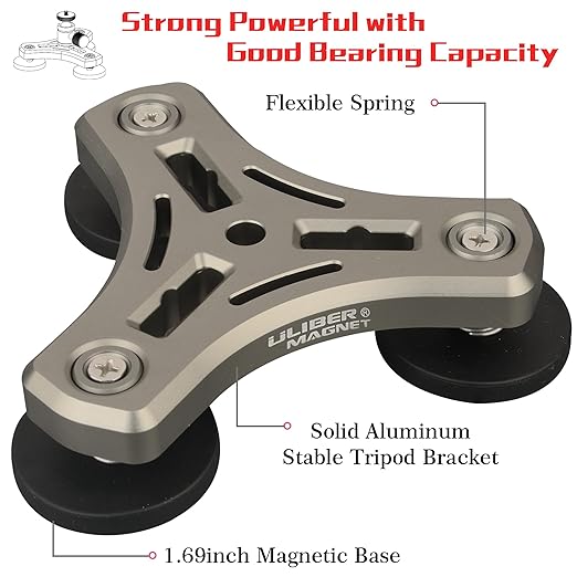 ULIBERMAGNET Magnetic Mount,100LB Heavy Duty Solid Aluminum Phone Holder with Magnet,Magnetic Mounts Flexible Car Adapter for Action Camera,Security Camera,Light(Tripod Mount Adapter Not Included)