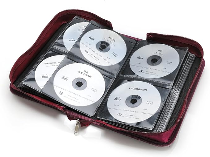 CCidea CD Case DVD Storage Holder, 128 Capacity DVD Cases Organizer CD Plastic Protective Carrying Binder,Portable Cd Wallet for Home Travel (Red), 128-red, L11.4 xW 6.4 x H3.5 INCH, Beauty Case