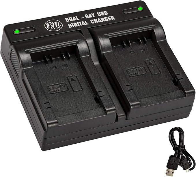 BM Premium DMW-BMB9 Dual Bay Battery Charger for Panasonic Lumix DC-FZ80, DC-FZ80D, DMC-FZ40K, DMC-FZ45K, DMC-FZ47K, DMC-FZ48K, DMC-FZ60, DMC-FZ70, DMC-FZ100, DMC-FZ150 Cameras (DE-A83BA Replacement)