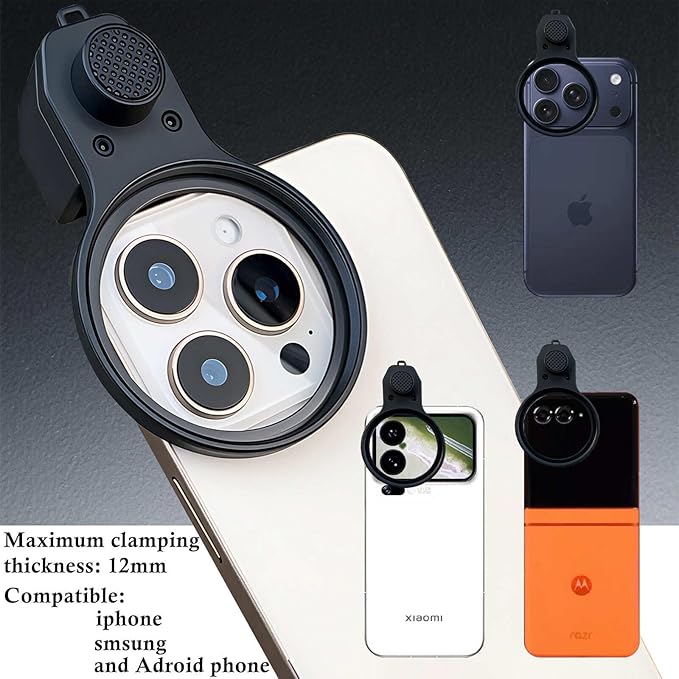 52mm CPL Polarizing Filter Clip-on Lens Kit for iPhone 17, 16, 15, 13, 12, Samsung and Android Phones, with Lens Cap, Filter Case, Cleaning Cloth