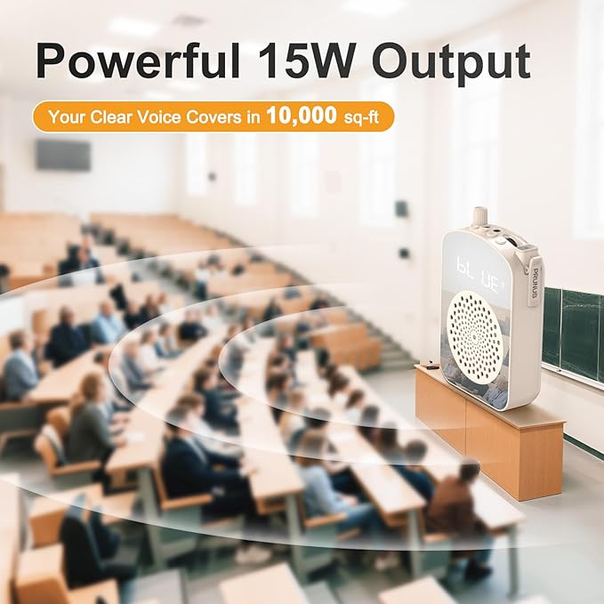 PRUNUS A10 Voice Amplifier Wireless with Lavalier Microphone Charging &Storage,Portable Voice Amplifier with Laple Mic Speaker,Mini Voice Amplifier for Classroom,Speech,Training Outdoor (Beige)