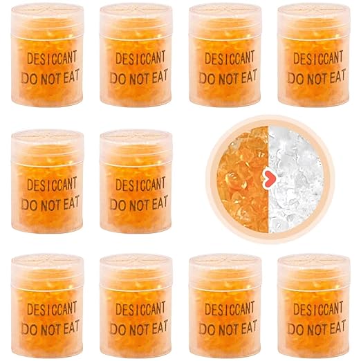 1 Gram 100 Packs Desiccant Canister, Silica Gel Clear Capsules, Orange to White Indicating Desiccant Capsules, Food Safe Moisture Absorbers for Storage