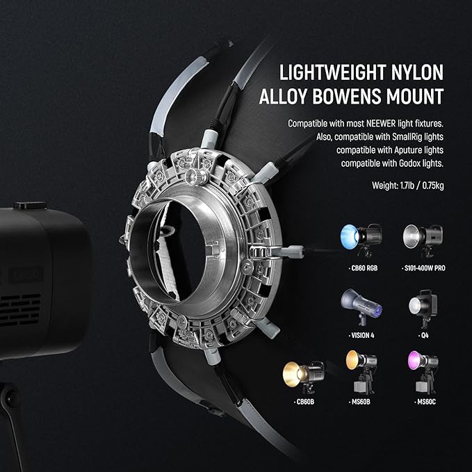 NEEWER 22"/55cm Octagonal Softbox, Quick Release Bowens Mount Softbox with Honeycomb Grid, Light Diffusers, Bag for RGB CB60 CB60B CB200B MS60B MS60C MS150B S101-300W/400W Pro Vision 4 Q4, NS22P