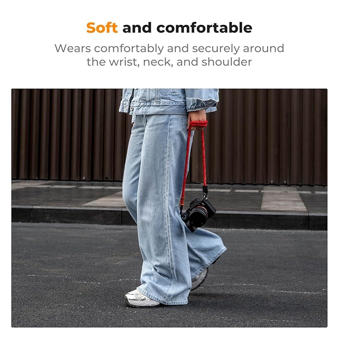 K&F CONCEPT Camera Neck Strap,100cm Nylon Rope Camera Shoulder Strap with O-ring for DSLR Camera-Red
