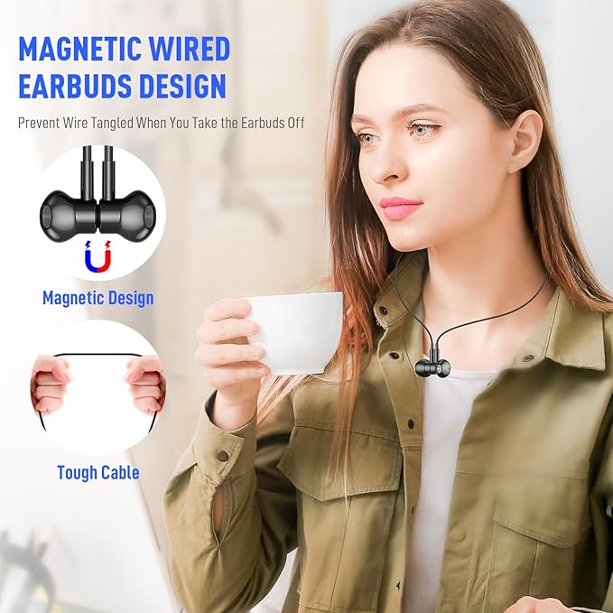 USB C Headphones for Samsung S26 S24+ S25 Ultra 23, Type C Earphones with Microphone Magnetic Volume Control HiFi Stereo Wired Earbuds for iPhone 17 Pro Max Air 16/Galaxy A53 S22 S21 FE Fold/Pixel 10