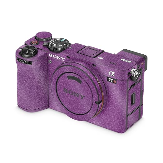 Glossy Glitter Camera Skin Compatible with Sony Alpha 7CR Camera (2023) - Solid Purple - Premium 3M Vinyl Protective Wrap Decal Cover - Easy to Apply | Crafted in The USA by MightySkins