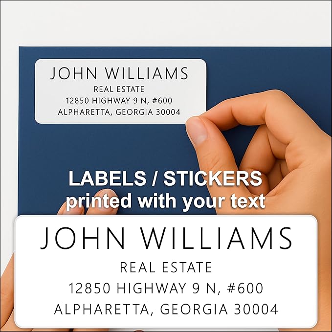 White Address Labels for Business - Personalized Return Address Labels, Custom Mailing Labels, Shipping Stickers for Envelopes and Packages (1000 Labels Sans Serif Font)