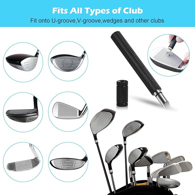 Golf Club Cleaning Kit,Golf Accessories,Golf Cleaning Kit with Golf Club Cleaner Water Brush,Towel,Divot Repair Tool,Groove Sharpener,Golf Ball Alignment Complete Golf Kit