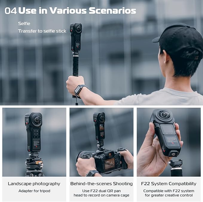 ULANZI Falcam F22 Quick Release Kit for Insta360, Panoramic Camera Mounting Adapter Convert 1/4" Thread to F22 QR System, Camera Accessory for Photographer, Fits Insta ONE RS, RS 1-Inch, X/X2