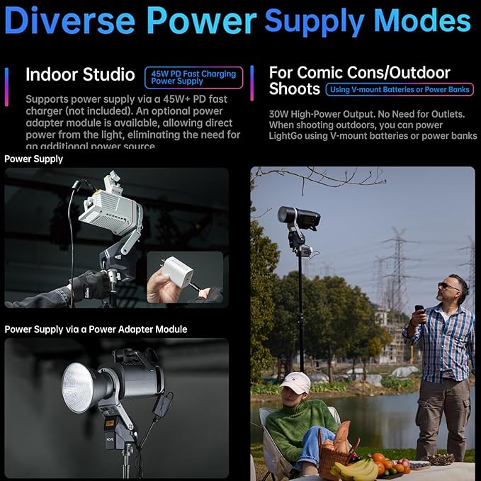 FALCAM Video Light Bracket for Bowens Mount, Automatic Studio Light Holder with Remote Control Compatible with Aputure Godox Nanlite GVM, Intelligent Move LightGo Led Photography Light Brackets