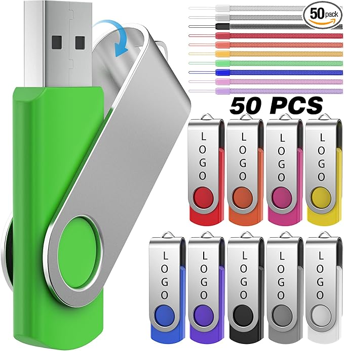 FEBNISCTE 50 Pack 32G Flash Drive - Customized Your Logo USB 2.0 Thumb Drive Memory Stick - 50 PCS