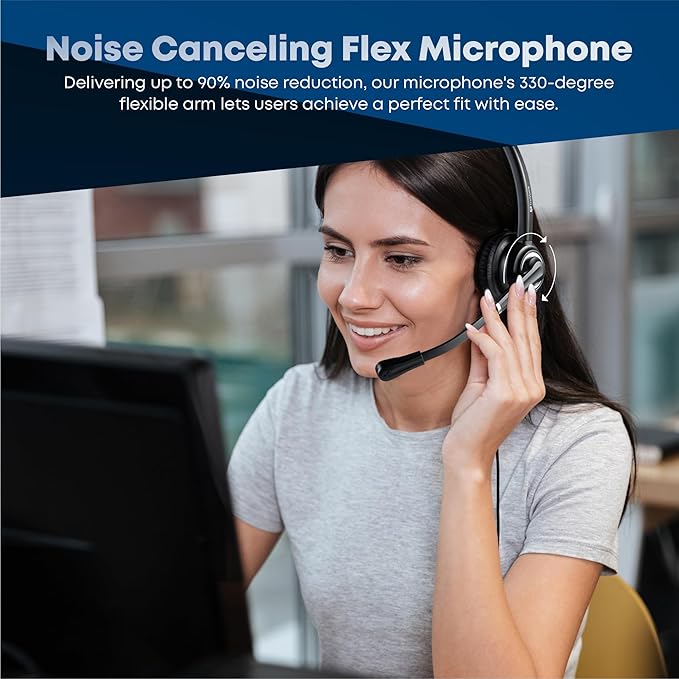 VoicePro 10 Professional Home Office and Call Center USB Headset with Noise Canceling Microphone, HD Speakers and in Line Call Controls with Mute, Compatible with All UC Voice Platforms.