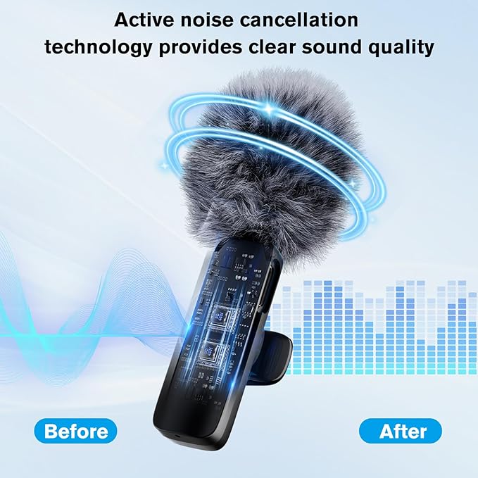 Professional Wireless Microphone for iPhone,iPad,Android, Lavalier Lapel Mic for Video Recording, Mini Mic Crystal Clear Recording with USB-C for Content Creators Vlog YouTube Tiktok Podcast Interview