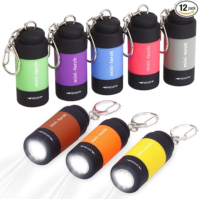 UCEC Mini Keychain Flashlight, Travel Flashlight USB Torch Rechargeable Colorful LED Flashlight High-Powered Pocket Keychain Flashlights, Gift for Kids, 8 Pack