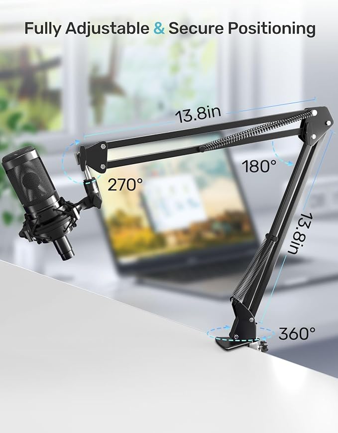 Mic Boom Arm Stand [MAX 3.3lbs ] Heavy Duty Microphone Holder Desk Mics Scissor Mount Streaming Accessories for Blue Yeti HyperX QuadCast S SoloCast snowball Fifine K669B AT2020 - Medium