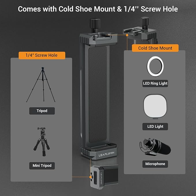 Tripod Mount Adapter for iPad, Aluminum Tripod Mount Holder for Tablet,Tablet Tripod Mount with 1/4" Screw,Universal Tripod Mount for iPad Mini,Compatible with 4.7"-12.9" Most Tablet