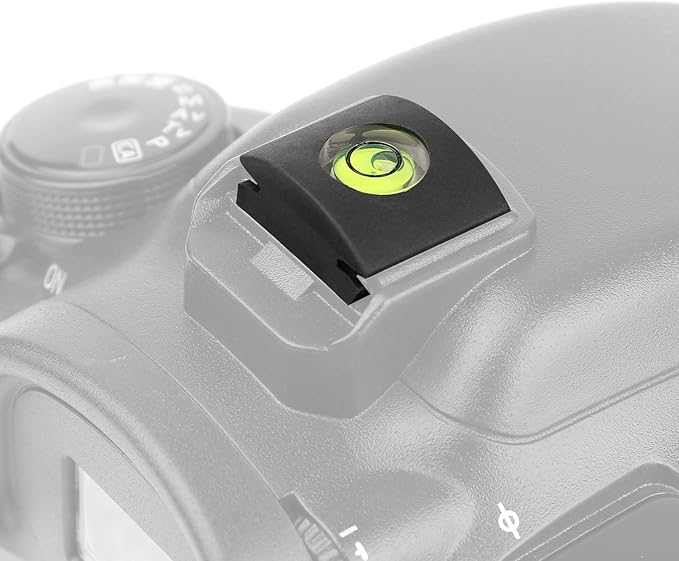 ChromLives 4Pack Camera Hot Shoe Cover Level with Spirit Level Bubble, Universal Fit for DSLR Cameras, Black Rubber, Wall Mount