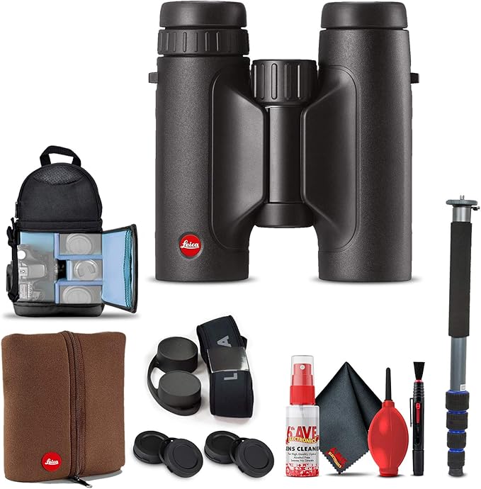 Leica 8x32 Trinovid HD Binoculars (40316) + Backpack + Full Size Monopod + Cleaning Set + 2 x Cap Keeper + Neck Strap
