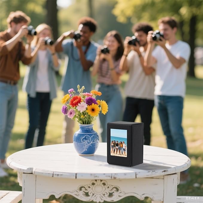 PU Leather Photo Holder Case – MaehSab Compatible with 2x3 Films for Mini Picture Size (54x86mm), Fits 50 Photos, Portable Storage Box with Pocket – Black