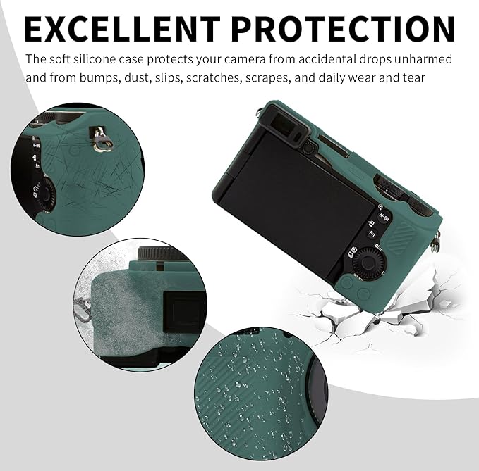 Easy Hood Camera Case for Sony Alpha 6700, Soft Silicone Protective Cover a6700 DSLR Camera Anti-Scratch Slim Fit Body Skin Protector Housing Sleeve for Sony A6700 Mirrorless Camera Green