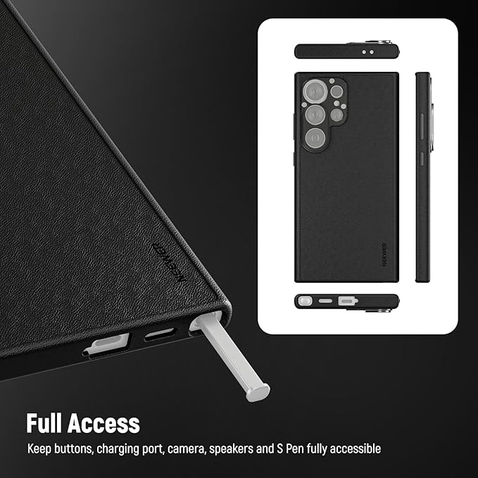 NEEWER S25 Ultra Case, Protective Faux Leather Phone Case with 17mm Lens Mounts & 67mm Filter Adapter for Video Recording, Compatible with Samsung Galaxy S25 Ultra MagSafe Charging, PA092