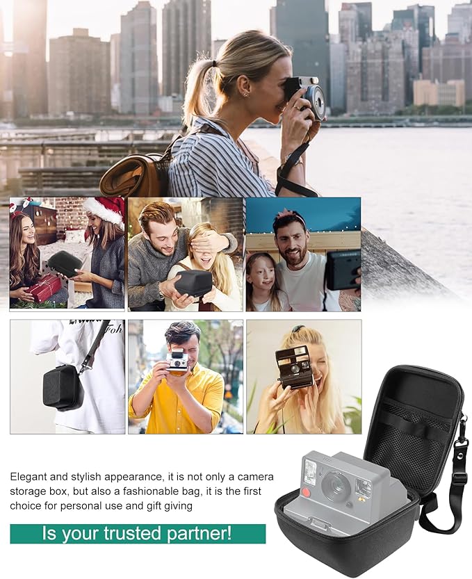 PULUZ Protective Case for Polaroid Now/Now + Plus/One Step 2/ One Step + Plus, Hard EVA Cloth Protective Case with with Adjustable Shoulder Strap(Black)