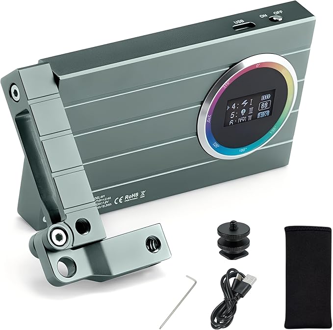 Godox M1 RGB Mini Creative Light,Led Video Light,13W 2500k-8500k Adjustable,CRI97 TLCT 97 RGB 0-360 Full Color,Music Beats Light Function and 40 FX Lighting Effects with Aluminum Alloy Shell(Green)