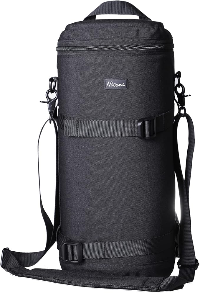 Nicama LB1 Deluxe Water-Resistant Camera Lens Pouch Case for Canon RF 800mm Tamron SP 150-600mm Sigma 150-600mm 150-500mm Nikon Nikkor AF-S 200-500mm & More, Zipper Polyester Lens Protective Bag