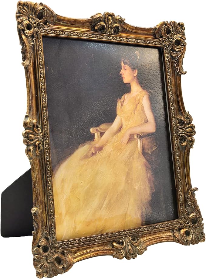 CISOO 8x10 Vintage Picture Frame Antique Ornate Bronze Gold Photo Frame, for Table Top and Wall Display, Decorative Floral Design Retro Home Decor, Photo Gallery Art