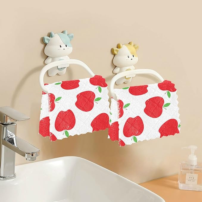 CaTaKu Red Apples Kitchen Dish Cloths for Washing Dishes Reusable Cleaning Cloth Dish Towels Microfiber Washcloths Dish Rags for Kitchen,6 Pack