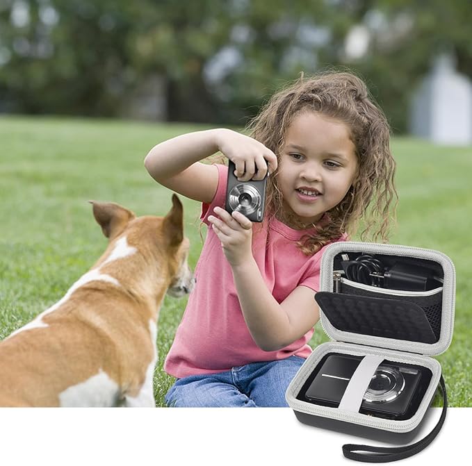 Boobowl Digital Camera Case Compatible with CAMKORY/for Lecnippy/for Lecran/for KODAK PIXPRO/for Qumcou/for WONNIE Point & Shoot Cameras, Small Compact Camera Pouch for SD Card Accessories (Black)