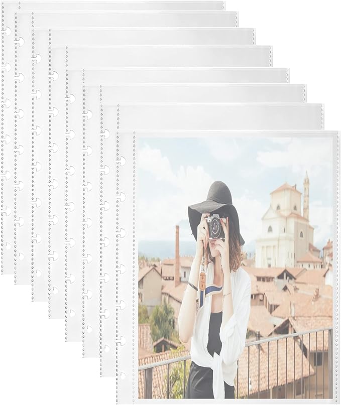 25 Pack Photo Album Refill Sheets, Photo Sleeve Inserts for 50 Photos, Photo Sleeves 5x7,7 Ring Binder Photo Pockets, Each Photo Page Holds Two Pictures, Archival Photo Sleeves,Photo Protectors