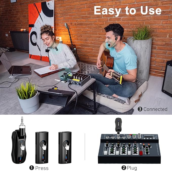 KIMAFUN Wireless Lavalier Microphone System, Wireless 2.4GHz Lapel Mics Handheld Mic 2 in 1 for Teaching, Teachers, Speech, Tour Guiding, Speaker, Amplifier, PA System, Broadcast, KM-G70(2TX1RX)