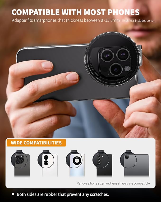 72mm Phone Filter Mount Lens Filter Adapter with Cold Shoe Mount, Compatible with 72mm Round Camera Filters, Compatible with iPhone 17 16 15 14 13 12 11 10 Pro Max Plus Samsung Galaxy S24 Ultra