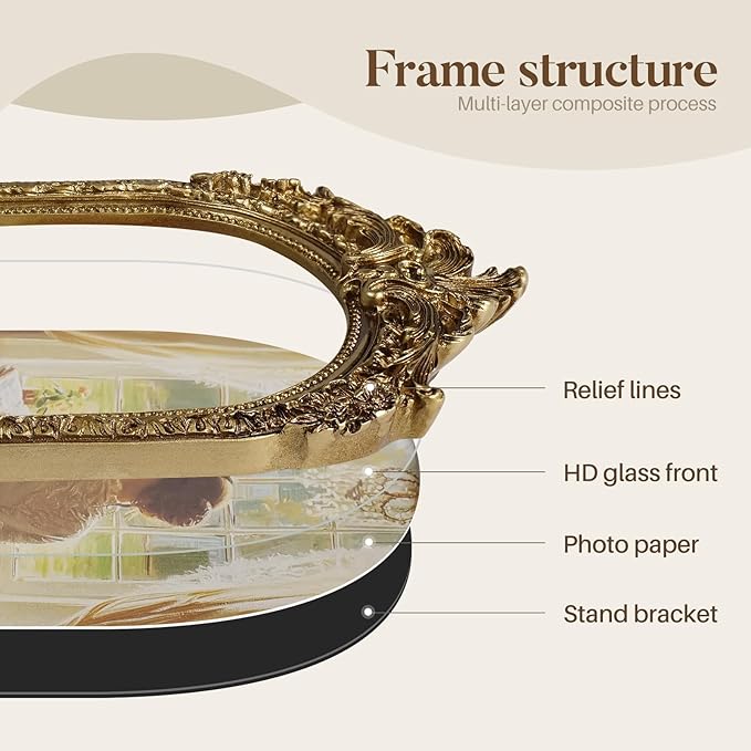 Cuspin 4x6 Picture Frame Arched Vintage Frame, Gold Ornate Resin Frames with Plexiglass Front for Wall Mounting and Tabletop Display, Antique Photo Frame Retro Home Decor