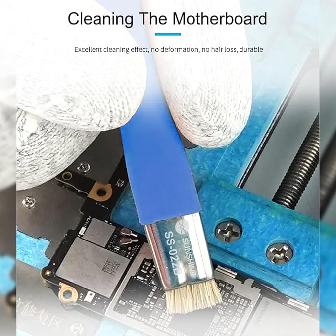DIYPHONE 2Pcs Double Head ESD Safe Brush, Anti-Static Phone Motherboard PCB Cleaning Brush for Mobile Phone PC Repair Electronic Components Circuit Board IC Clean Remove Glue Tools,Blue