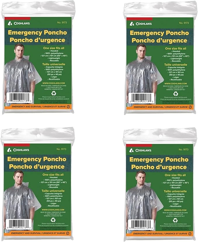 Coghlan's 9173 Emergency Poncho 4 Pack