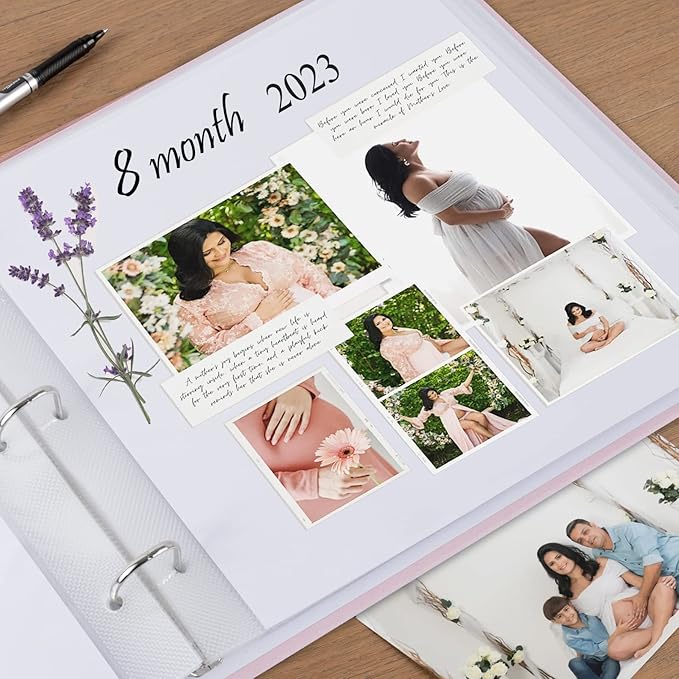 1DOT2 10x10 Inch 3 Ring DIY Scrapbook Photo Album Journal with 30 Plastic Sleeves 60 Pages and Fabric Cover for Baby Travel Wedding Couple Anniversary kids Adventure (Beige Cover/White Pages)