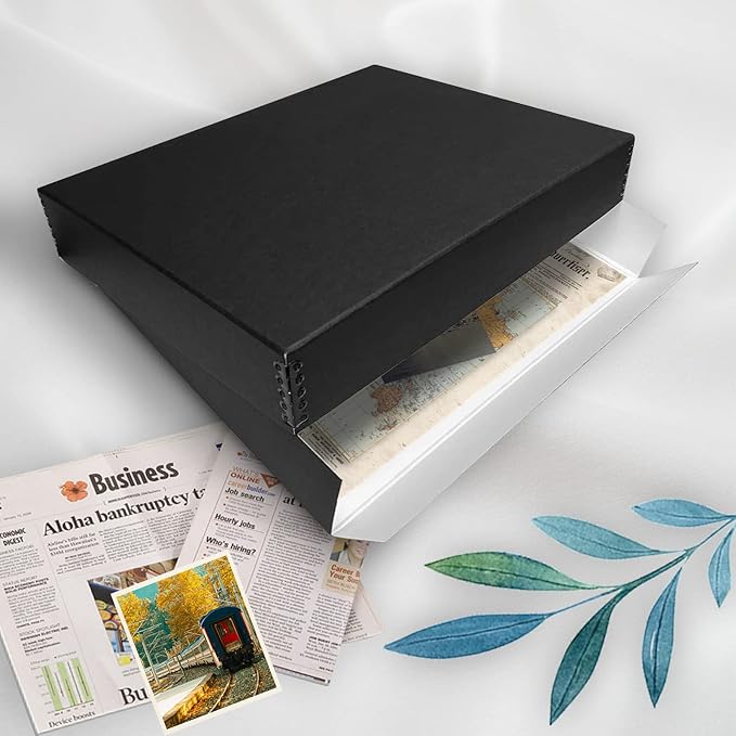 Golden State Art, Acid-Free Archival 14x18 Inches Metal Edge Drop Front Museum Photo Storage Box, Preserve Documents, Prints, Pictures, Photographs, Arts And Crafts, Black