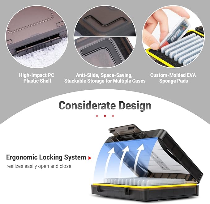 Dual Protect Hard M.2 SSD Holder with 12 PCS Individual Clear M.2 NVMe Case for M.2 2280 2260 2242 2230 SSDs Storage, Water-Resistant & Shockproof M.2 2280 SSD Card Case with Label & Notepaper