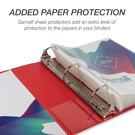 Samsill Durable 3 inch 3 Ring Binder, Made in USA, D Ring Binder, FSC 100% Recycled Chipboard, Red