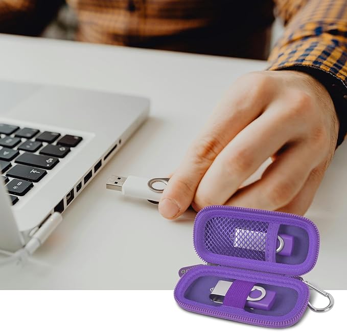 USB Flash Drive Case, SD Card Holder Compatible with Thumb Drive, Memory Cards, SDXC SDHC Storage Bag, Electronic Accessories Organizer for SanDisk for Samsung for Inland (Purple)