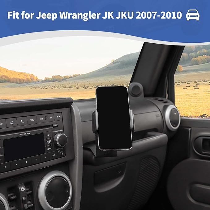 RT-TCZ for Jeep JK Multi-Function Phone Holder, JKU Radio Holder Walkies Talkie Mount Bracket for Jeep Wrangler JK JKU 2007 2008 2009 2010 Black Gray Accessories
