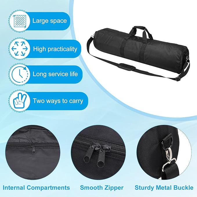 PATIKIL Tripod Carrying Case, 35.4" x 7.9" Heavy Duty Nylon Padded Tripod Bag with Adjustable Shoulder Straps and Handles for Light Stands Umbrellas Tripods Mic Speaker Stand, Black