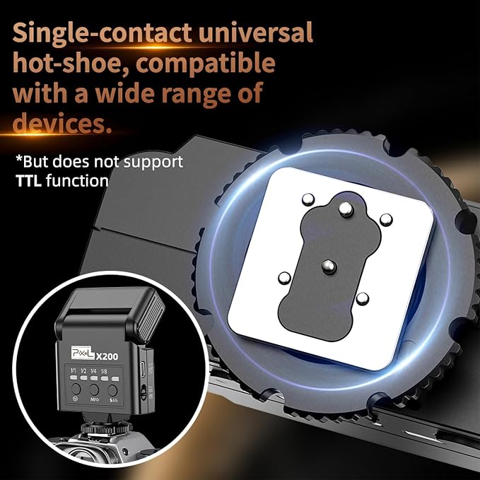 Mini Camera Flash Speedlite, GN10 6000K On-Camera Flash with Video Light, 4 Power Levels, Universal Single Contact Hot Shoe Mount, Compatible with Sony Canon Nikon Fuji Panasonic Pentax Olympus