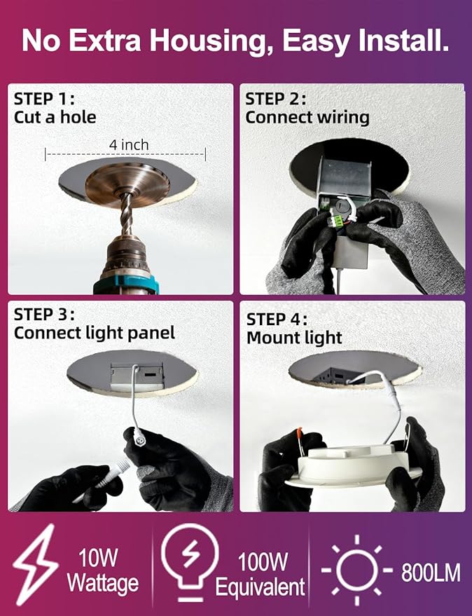 ILC 4 Inch LED Reccessed Downlights Compatible with Alexa (Hub Required), 10W, APP Controlled, RGB Color Changing, 2700K-6000K, 100W Equivalent, Recessed Ceiling Lights,Bluetooth MESH (6 Packs)