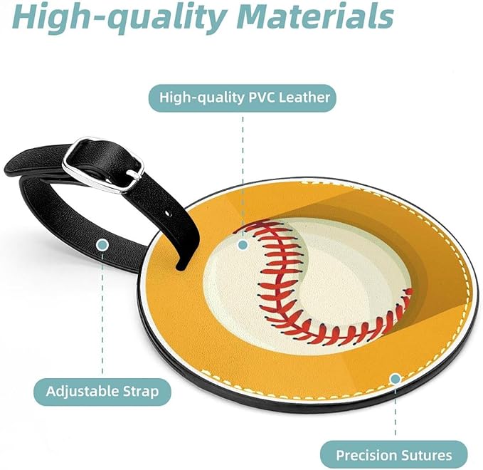 2 Pack Baseball Ball Background Luggage Tags for Suitcase, Luggage Tag with ID Privacy Cover for Suitcase Travel Bag